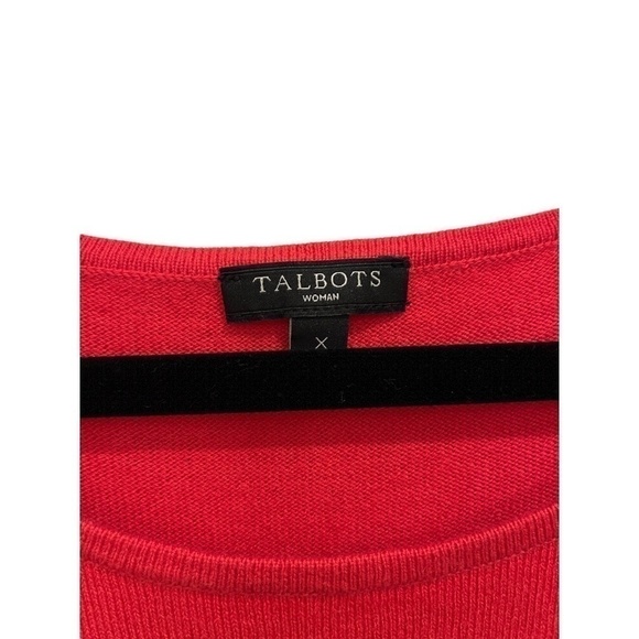 talbots Women's Size X Crewneck Sweater Red Long Sleeve Stretch Fit Pullover - Picture 2 of 4